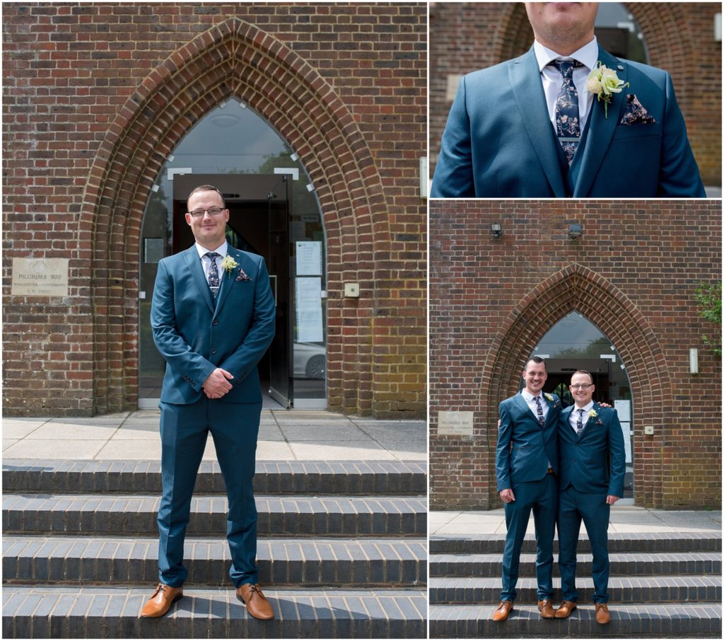 Groom and best man at church