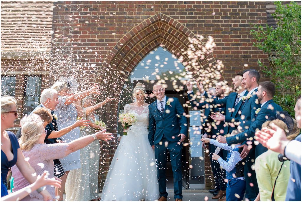 Confetti at Hampshire wedding