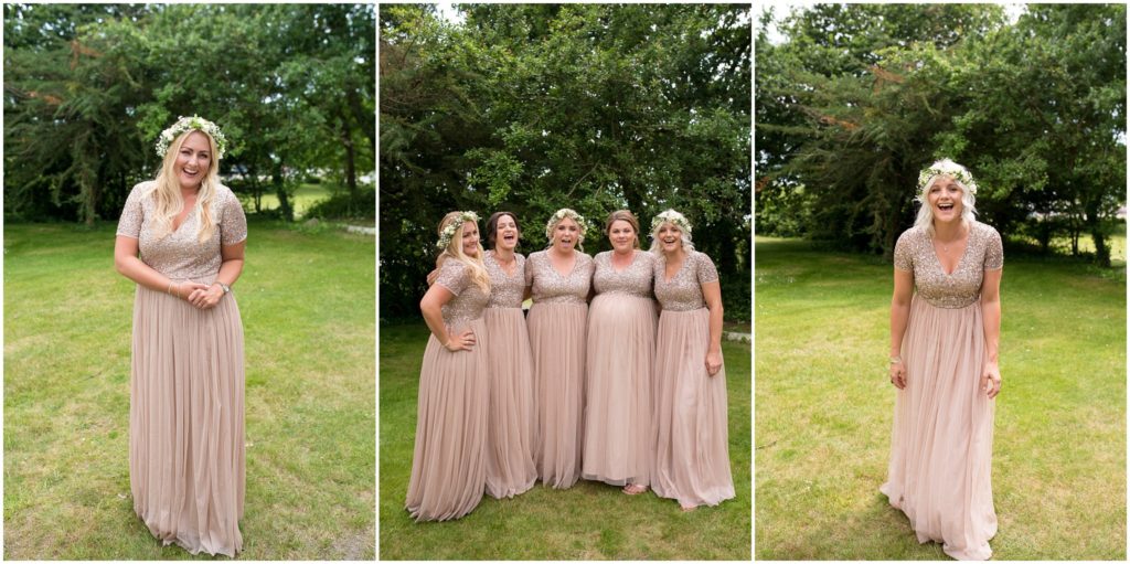 bridesmaids on wedding day