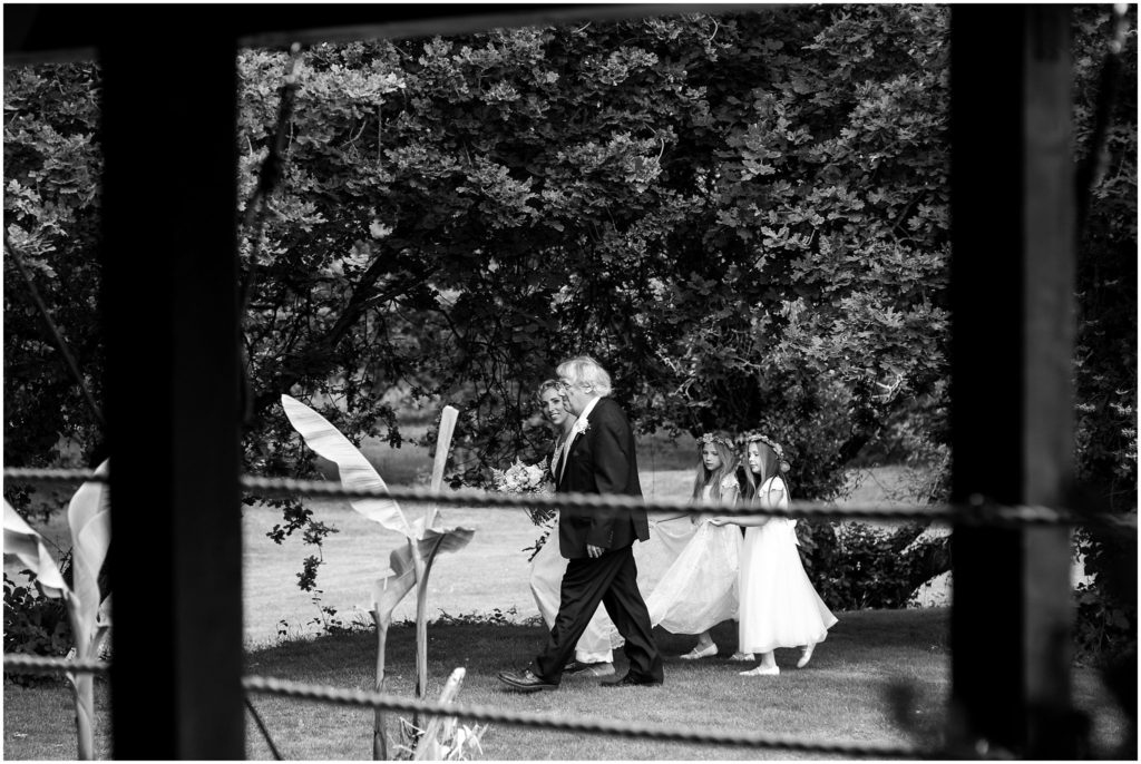 Bride walking to wedding