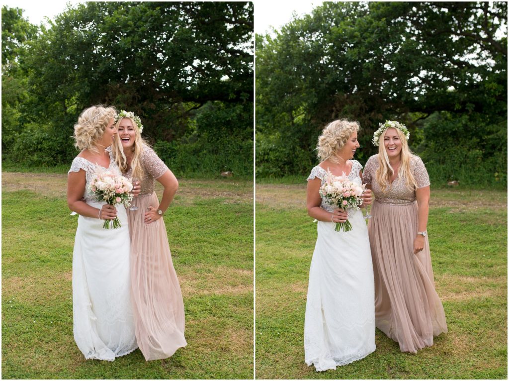 Bride and bridesmaid