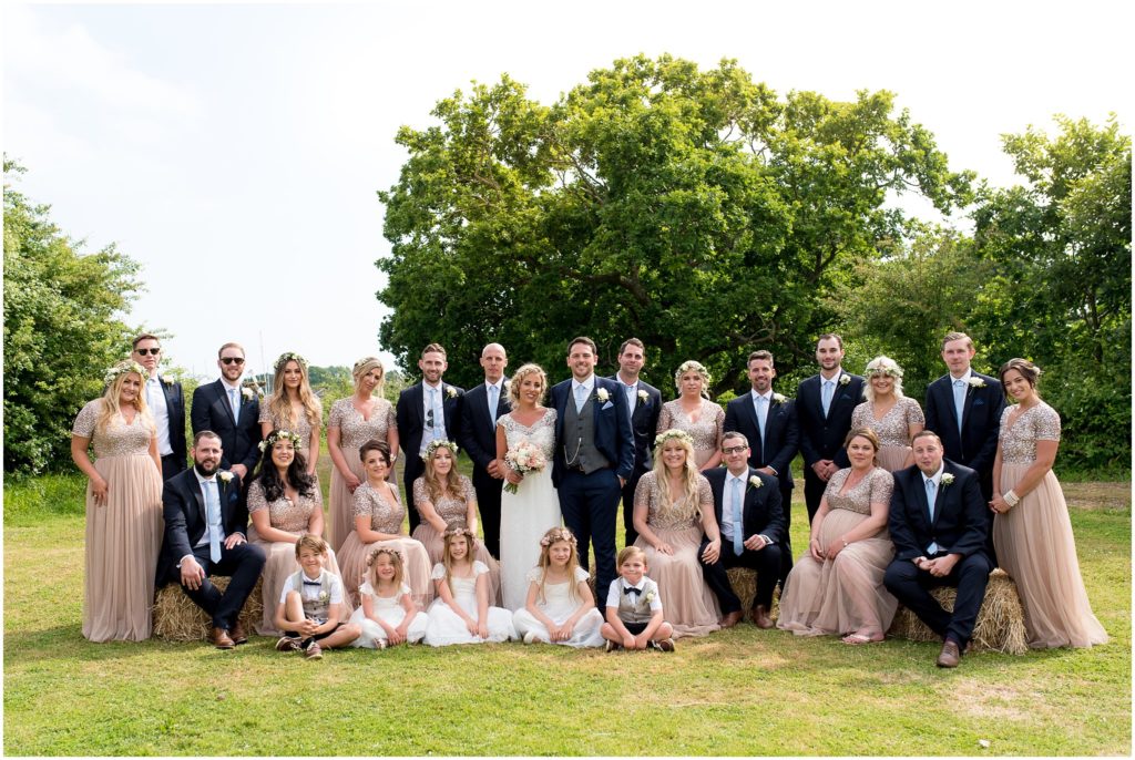 Large bridal party at Tournerbury