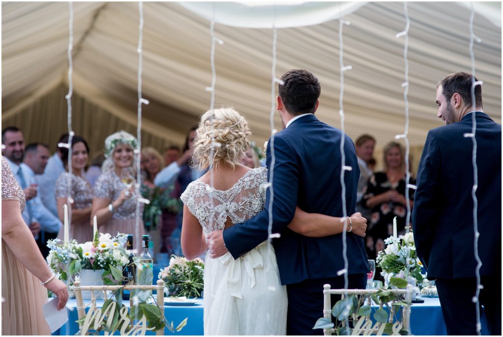 Bride and groom during speeches