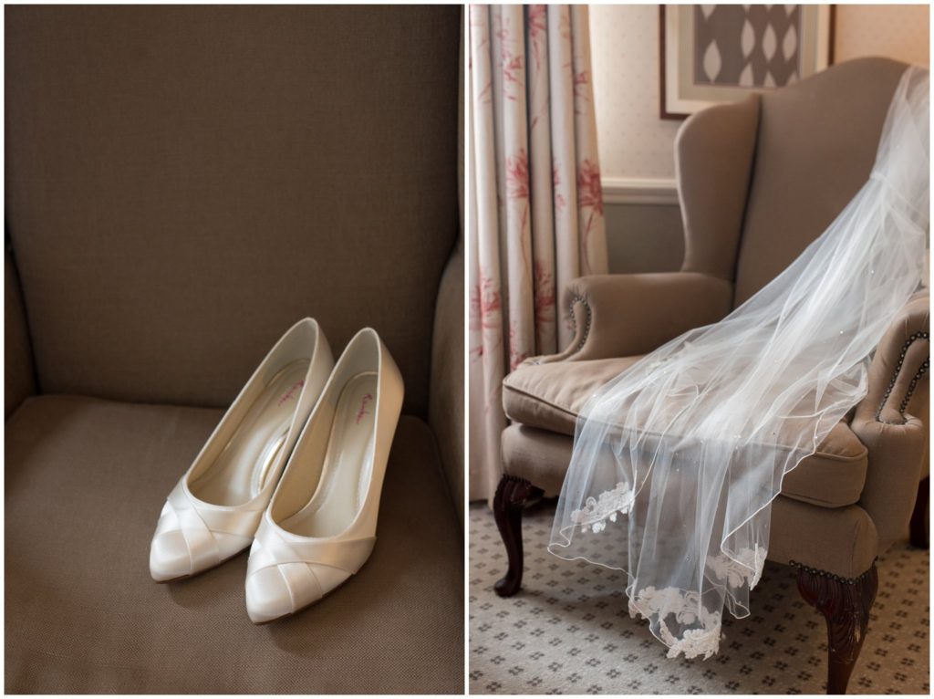 wedding shoes and veil