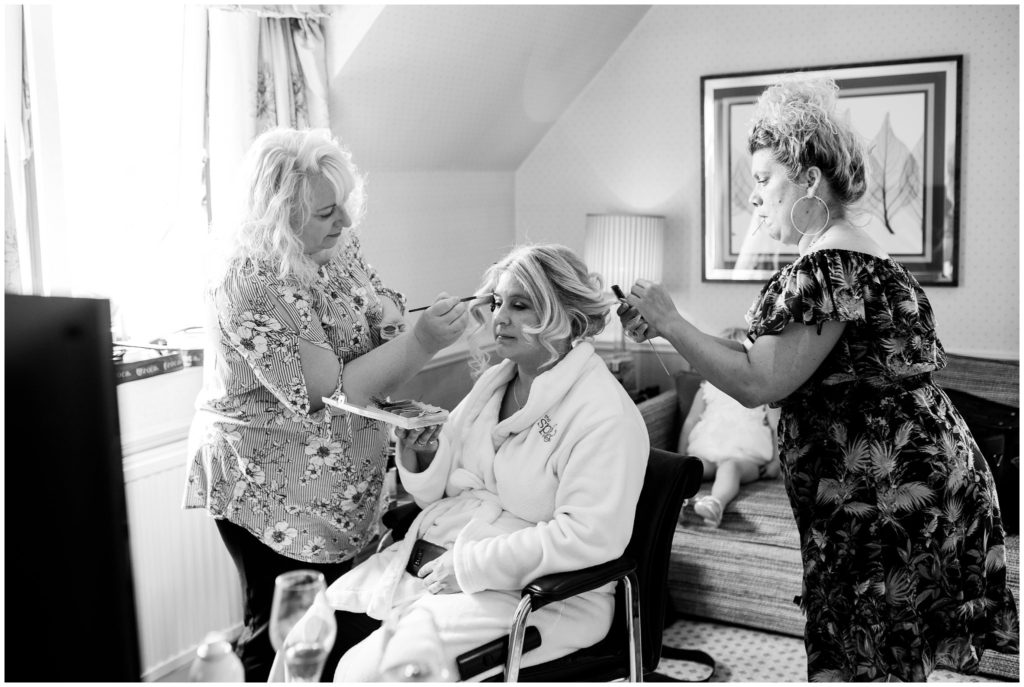 bridal prep for titchfield barn wedding