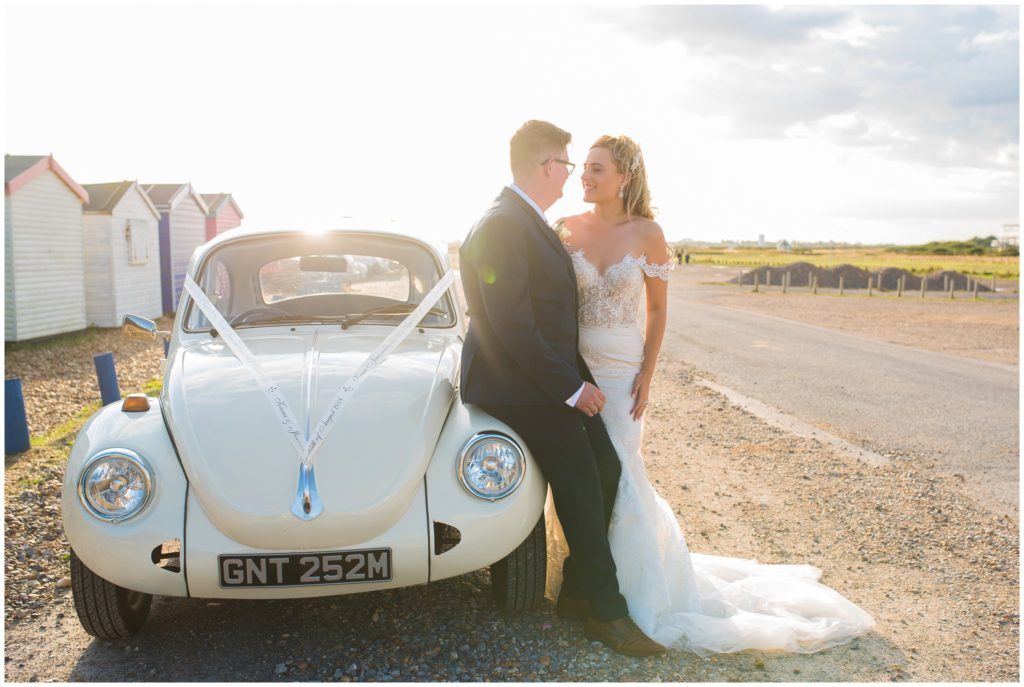 Newtown House Hotel bride and groom on Hayling Island beach